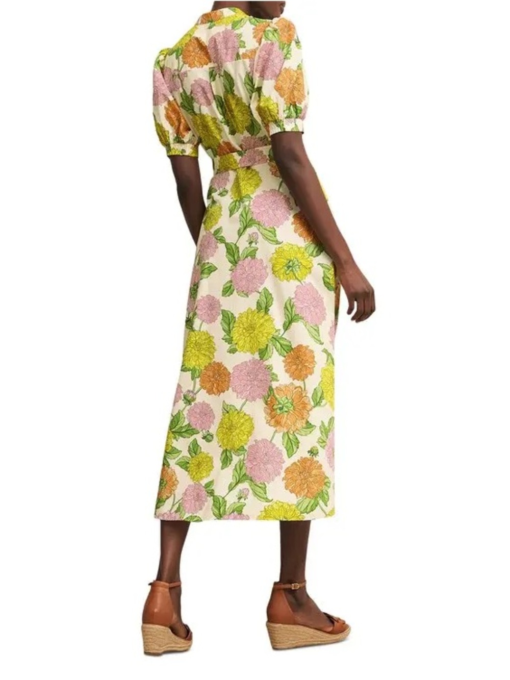 Hobbs Elena Floral Belted Midi Dress - White with Pink, Yellow & Orange size 8 - Picture 4 of 9